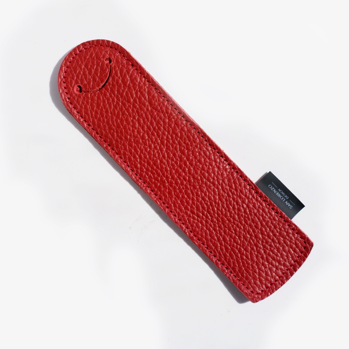 Red bookmark pen sleeve by San Lorenzo featuring a sleek design for holding pens and marking pages in books.