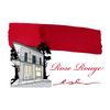 Swatch of Papier Plume Rose Rouge fountain pen ink showing vibrant pinkish-red color on paper.