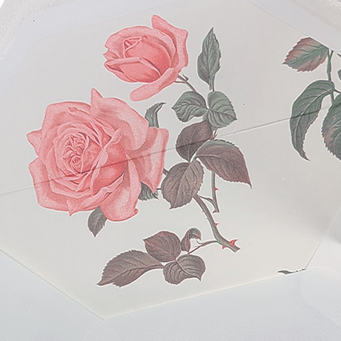 Rossi roses lined envelopes featuring floral rose pattern, ideal for elegant stationery or special occasion correspondence.