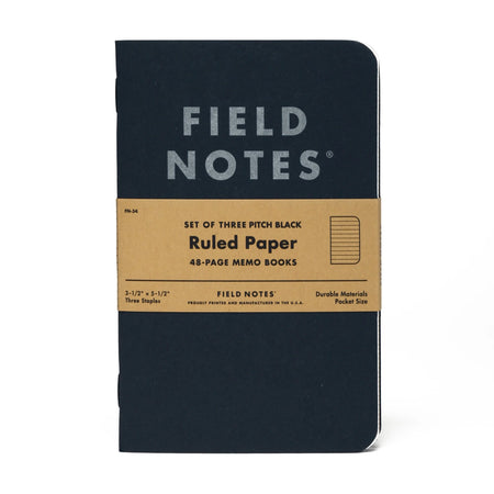 Field Notes ruled paper memo pad with kraft cover and lined pages, ideal for note-taking and organization.