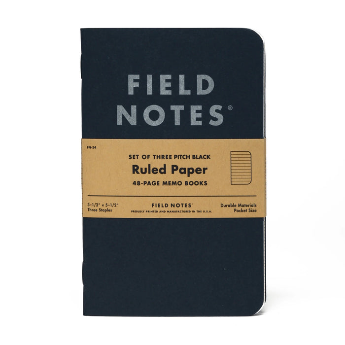 Field Notes ruled paper memo pad with kraft cover and lined pages, ideal for note-taking and organization.