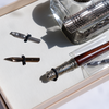 Bortoletti calligraphy pen set with various nibs and ink bottles for artistic writing and calligraphy projects.