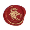 Bortoletti wax seal stamp with intricate Symbol design for sealing letters and documents, made of metal with wooden handle.