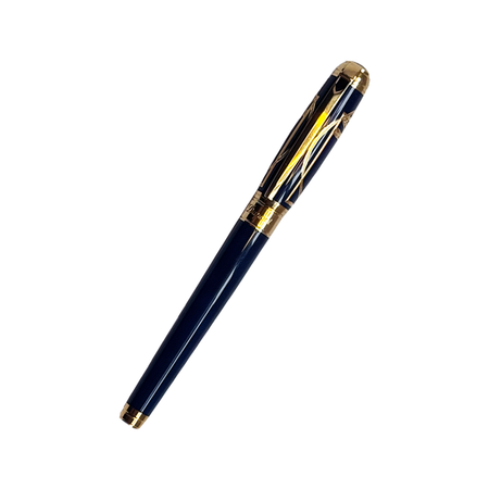 S.T. Dupont Vitruvian Man Blue limited edition fountain pen with detailed design and sleek blue finish.