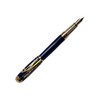 Blue limited edition S.T. Dupont Vitruvian Man fountain pen with intricate design and gold accents, displayed on a neutral background.