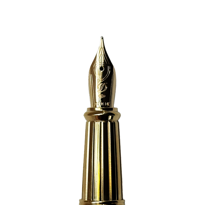 S.T. Dupont Vitruvian Man Blue limited edition fountain pen with intricate design and sleek blue finish.