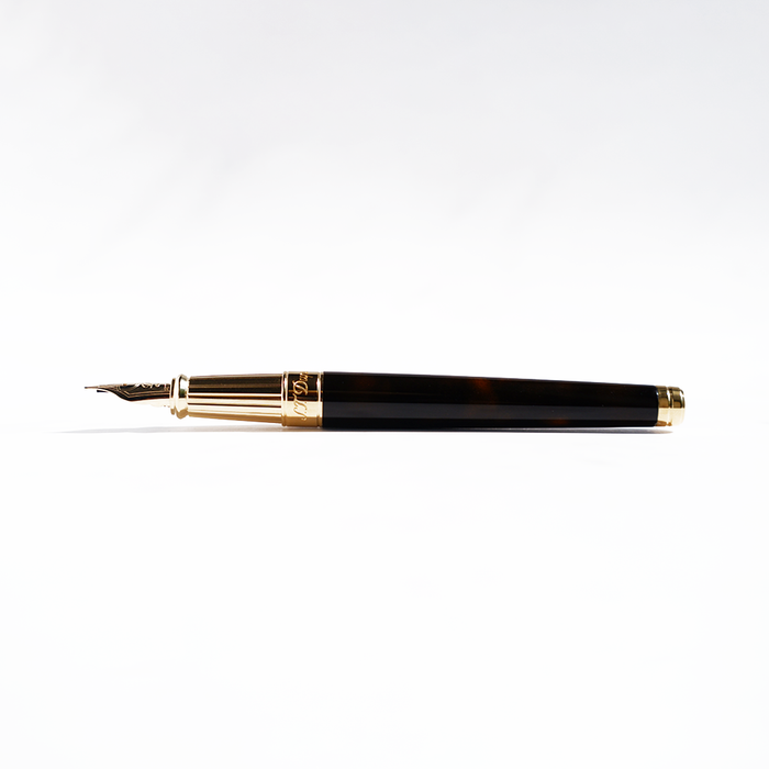 S.T. Dupont Line D Vitruvian Man limited edition fountain pen with intricate design and sleek black finish.