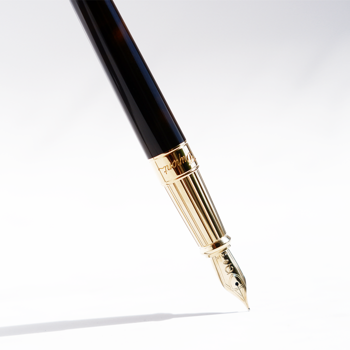 S.T. Dupont Line D Vitruvian Man limited edition fountain pen with detailed design and sleek black finish.