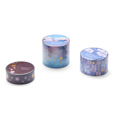Sakura Washi Tape by Papier Plume featuring a delicate pink cherry blossom street silhouette design.