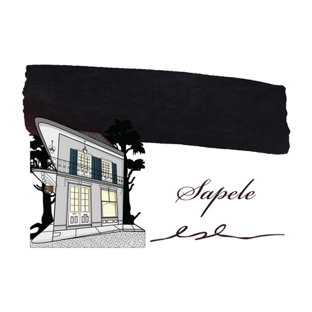 Swatch of Papier Plume Sapele fountain pen ink showing rich, warm brown color on paper.