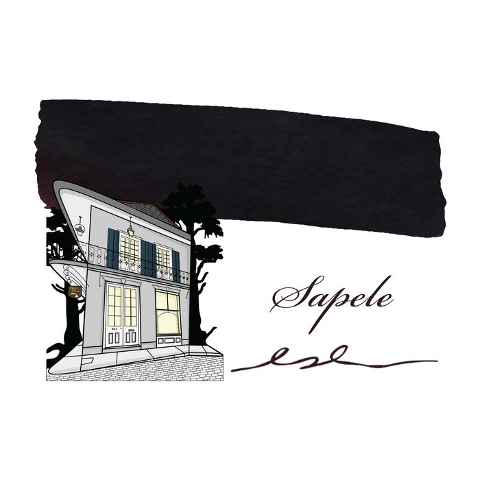 Swatch of Papier Plume Sapele fountain pen ink showing rich, warm brown color on paper.