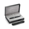 Sheaffer Legacy Chevron black matte fountain pen with gold accents, showcasing its elegant design and branding.