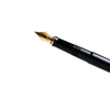 Wahl-Eversharp Skyline fountain pen with black body and gold trim, elegant writing instrument featuring a sleek design and fine nib.