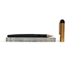 Wahl-Eversharp Skyline rollerball pen with gold trim and black body, showcasing elegant design and fine craftsmanship.