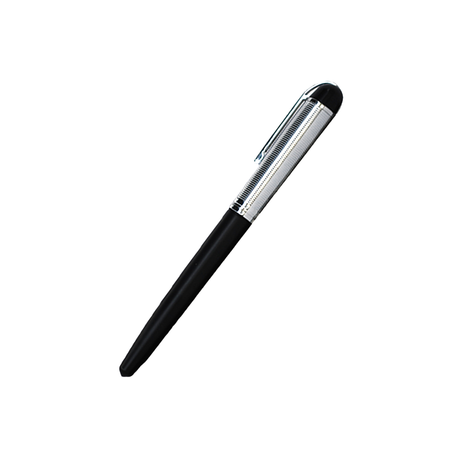 Wahl-Eversharp Skyline rollerball pen with silver trim, sleek black body, and detailed design for elegant writing.