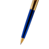 Wahl-Eversharp Skyline gold-trim ballpoint pen with blue body and sleek design, featuring a polished gold clip and accents.