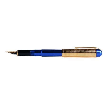 Wahl-Eversharp Skyline fountain pen with gold trim and blue body, showcasing elegant design and craftsmanship.