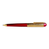 Wahl-Eversharp Skyline gold trim ballpoint pen with red barrel, sleek design, and polished gold accents.