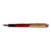 Wahl-Eversharp Skyline fountain pen with gold trim and red barrel, showcasing its elegant design and fine craftsmanship.