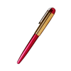 Red Wahl-Eversharp Skyline fountain pen with gold trim, showcasing its elegant design and fine detailing on a smooth surface.