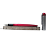 Wahl-Eversharp Skyline rollerball pen with silver trim, featuring a sleek design and vibrant red body.