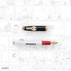 Esterbrook Snoopy Estie fountain pen with comic-themed background featuring Snoopy from the PEANUTS series.