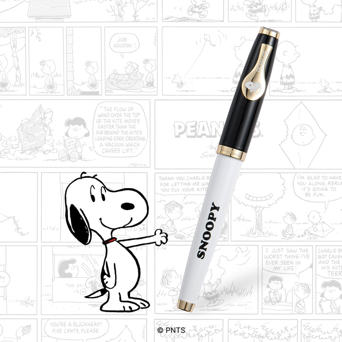 Esterbrook Snoopy Estie fountain pen featuring Snoopy design and text, showcasing a collectible pen with playful Peanuts character artwork.