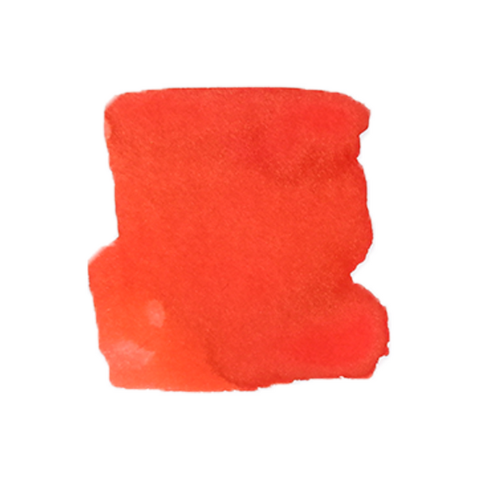 Anderillium Sockeye Salmon fountain pen ink bottle with vibrant red-orange ink and a black cap, designed for high-quality writing.