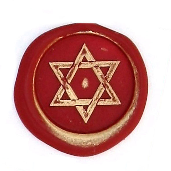 Bortoletti Symbol wax seal featuring a Star of David design on a beige background.