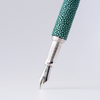 Grifos fountain pen with Raya Green ink, featuring a sleek design and smooth nib, perfect for writing in style.