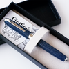 Blue Grifos Papier Plume Raya fountain pen with a sleek stingray design and smooth ink nib.