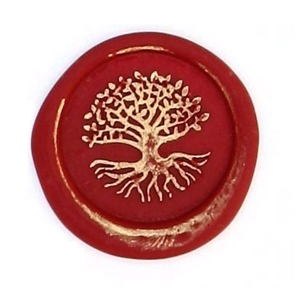 Bortoletti Symbol wax seal featuring a detailed Tree of Life design on a round wax seal for elegant correspondence.