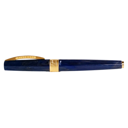 Visconti Mirage Mythos Zeus rollerball pen with intricate design and metal clip, displayed on a plain background.