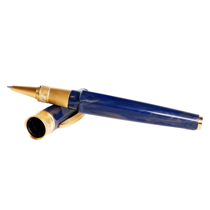 Visconti Mirage Mythos Zeus rollerball pen with intricate design and gold accents, showcasing a luxurious writing instrument.