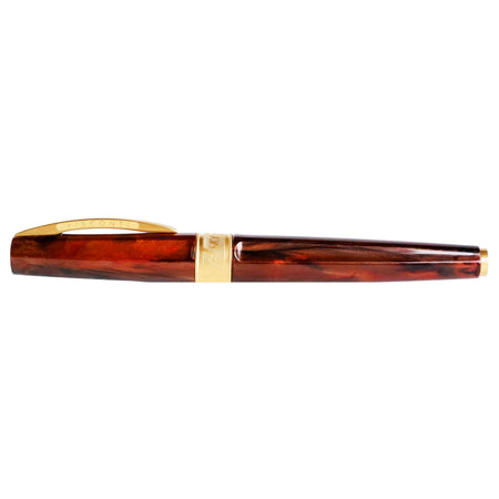 Visconti Mirage Mythos Apollo rollerball pen with detailed design and sleek black body, showcasing luxury writing instrument craftsmanship.