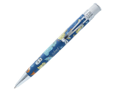 Retro 51 Tornado Rescue dog rescue series ballpoint pen with rescue dog design in blue and white ink.
