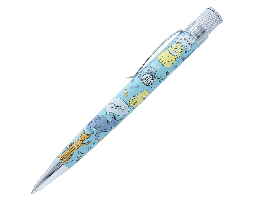 Retro 51 Tornado Rescue Cat Rescue Series 6 rollerball pen with colorful rescue cat design on the barrel.