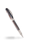 Visconti Comedia Purgatorio rollerball pen with detailed design and smooth black barrel on a neutral background.