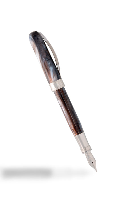 Visconti Comedia Purgatorio fountain pen with detailed design and gold accents on a white background.