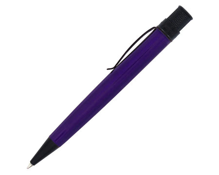 Retro 51 Tornado Stealth Lacquer rollerball pen in midnight purple with sleek black finish and smooth metal clip.