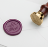 Papier Plume Script Monogram wax seal with Y-script design on white background for elegant sealing and stationery.