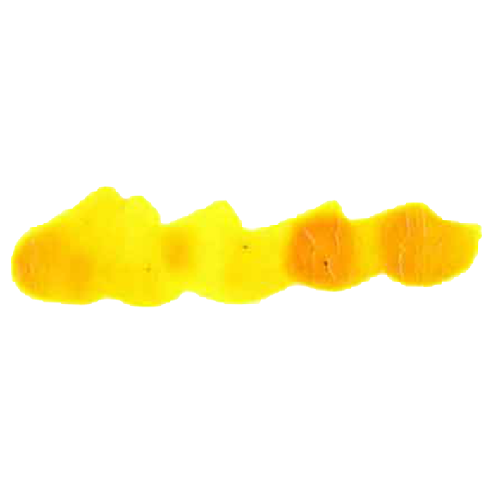 Yellow bottled calligraphy ink by Papier Plume, showcasing vibrant ink in a clear glass bottle for artistic lettering.