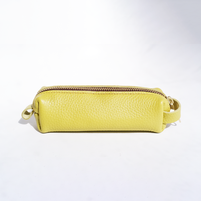 Yellow San Lorenzo pen case with a sleek, compact design, perfect for storing pens and stationery.