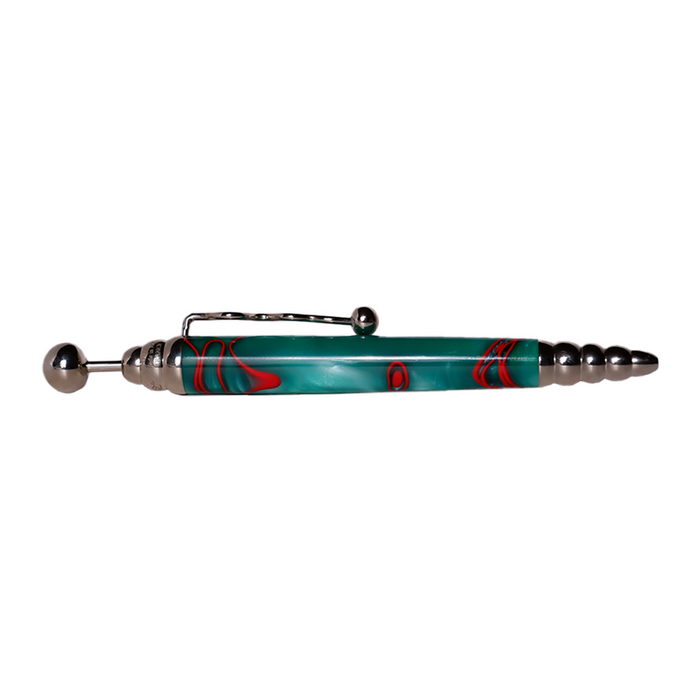 Jean-Pierre Lepine Zig Zag green ballpoint pen with red filet design, showcasing a sleek, modern writing instrument.
