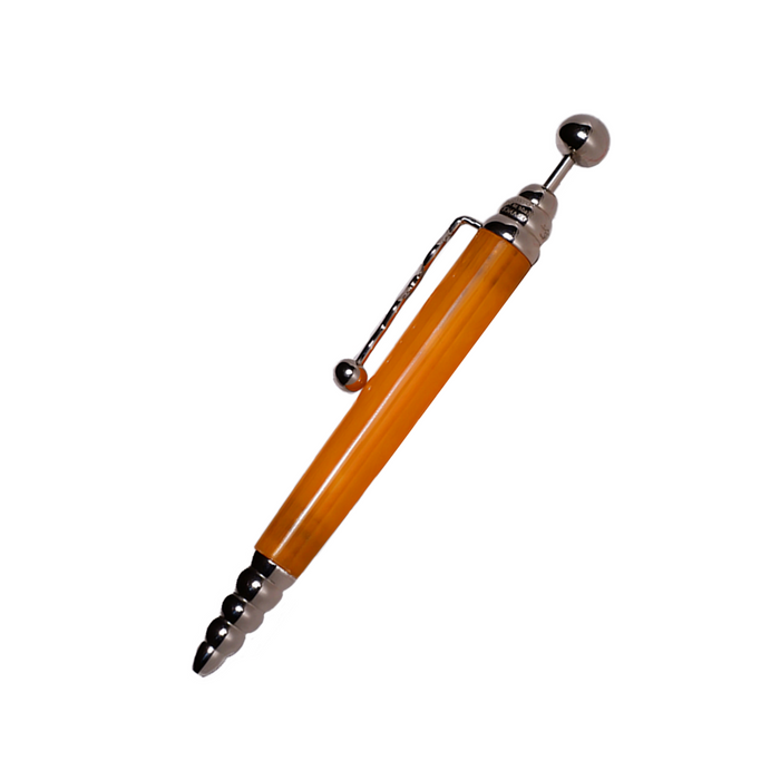 Jean-Pierre Lepine Zig Zag Ballpoint Pen in vibrant mango color with a sleek design and textured zigzag pattern.