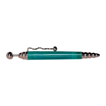 Blue-green Jean-Pierre Lepine Zig Zag ballpoint pen with intricate zigzag design on a sleek metal body.