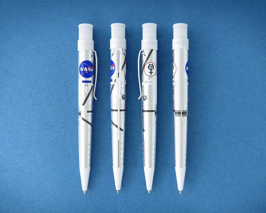Retro 51 Tornado Mercury 7 rollerball pen with sleek silver finish and capped design, ideal for smooth writing.