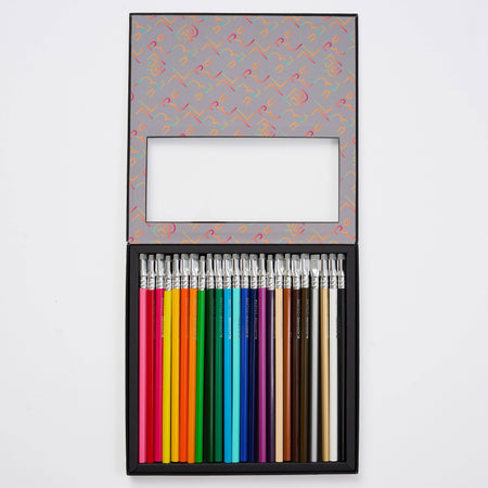 Set of 24 Blackwing colored pencils featuring vibrant hues and sleek black barrels, ideal for artists and color enthusiasts.
