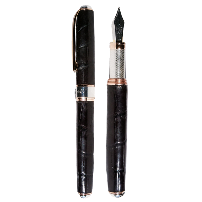 Grifos alligator leather fountain pen with textured leather finish and elegant design for writing and collection.