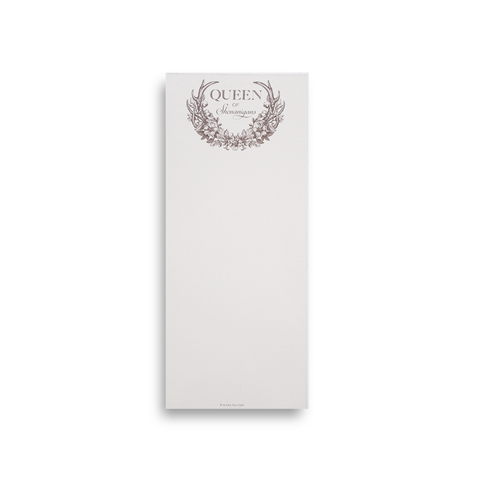Alexa Pulitzer Queen of Shenanigans long pad, feminine hygiene product with absorbent material, featuring a colorful design.